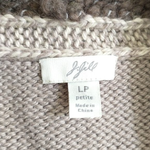 J. Jill Wool Blend Cardigan Sweater Granny Core Cozy Neutral Snap Front Size LP - Picture 8 of 11